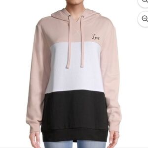 No Boundaries Walmart hoodie colorblock pink white black Love graphic XL juniors